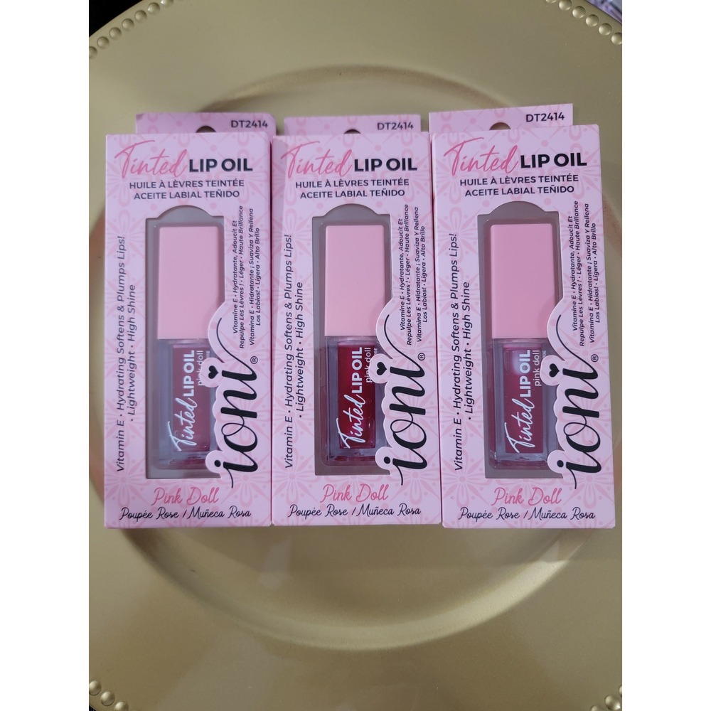 Ioni Tinted Lip Oil 3 Pack Pink Doll DT2414 Hydrating‎ High Shine Vitamin E 5ml